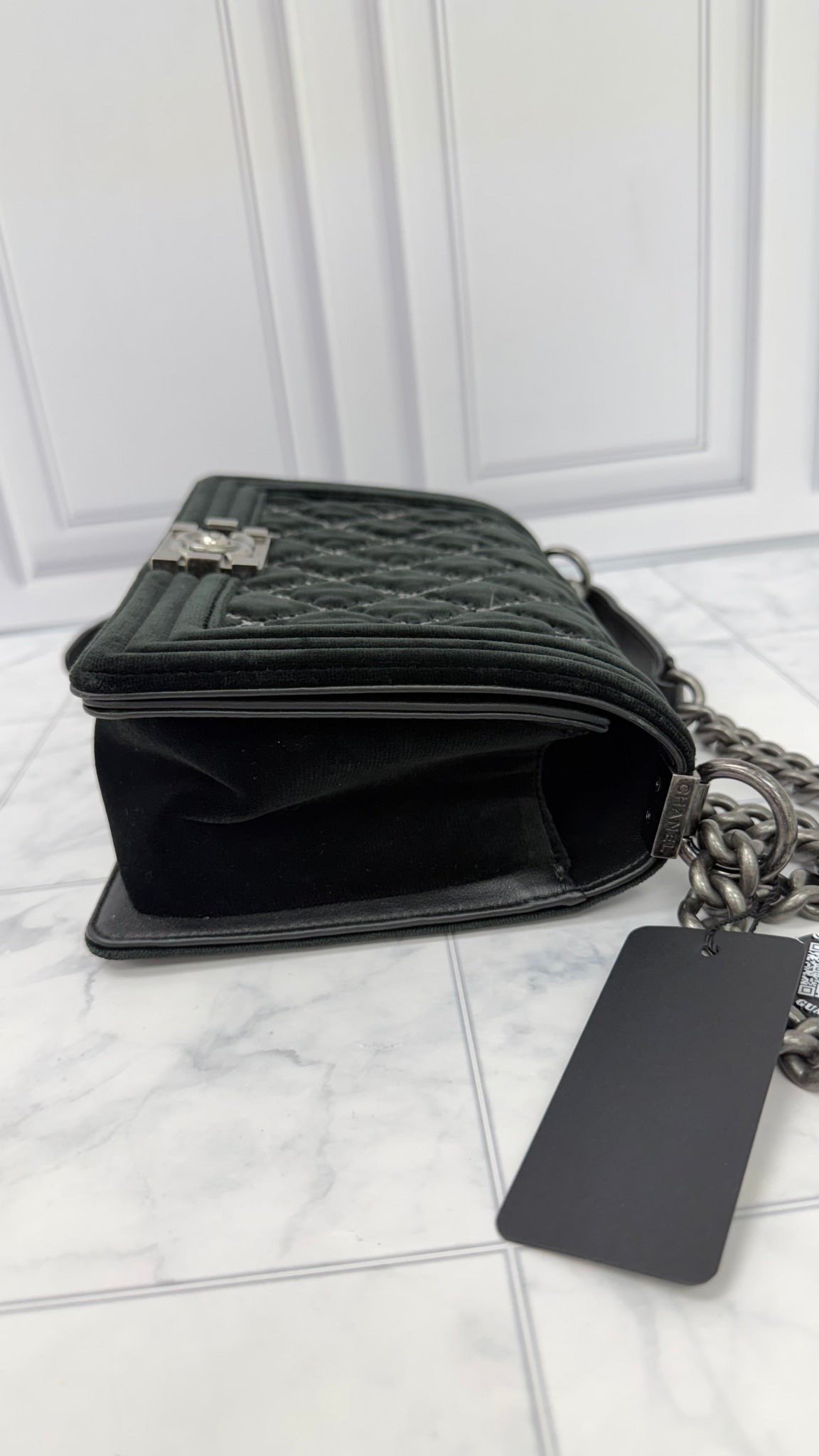 Chanel Black Velvet Wild Stitch Medium Boy Flap Bag 