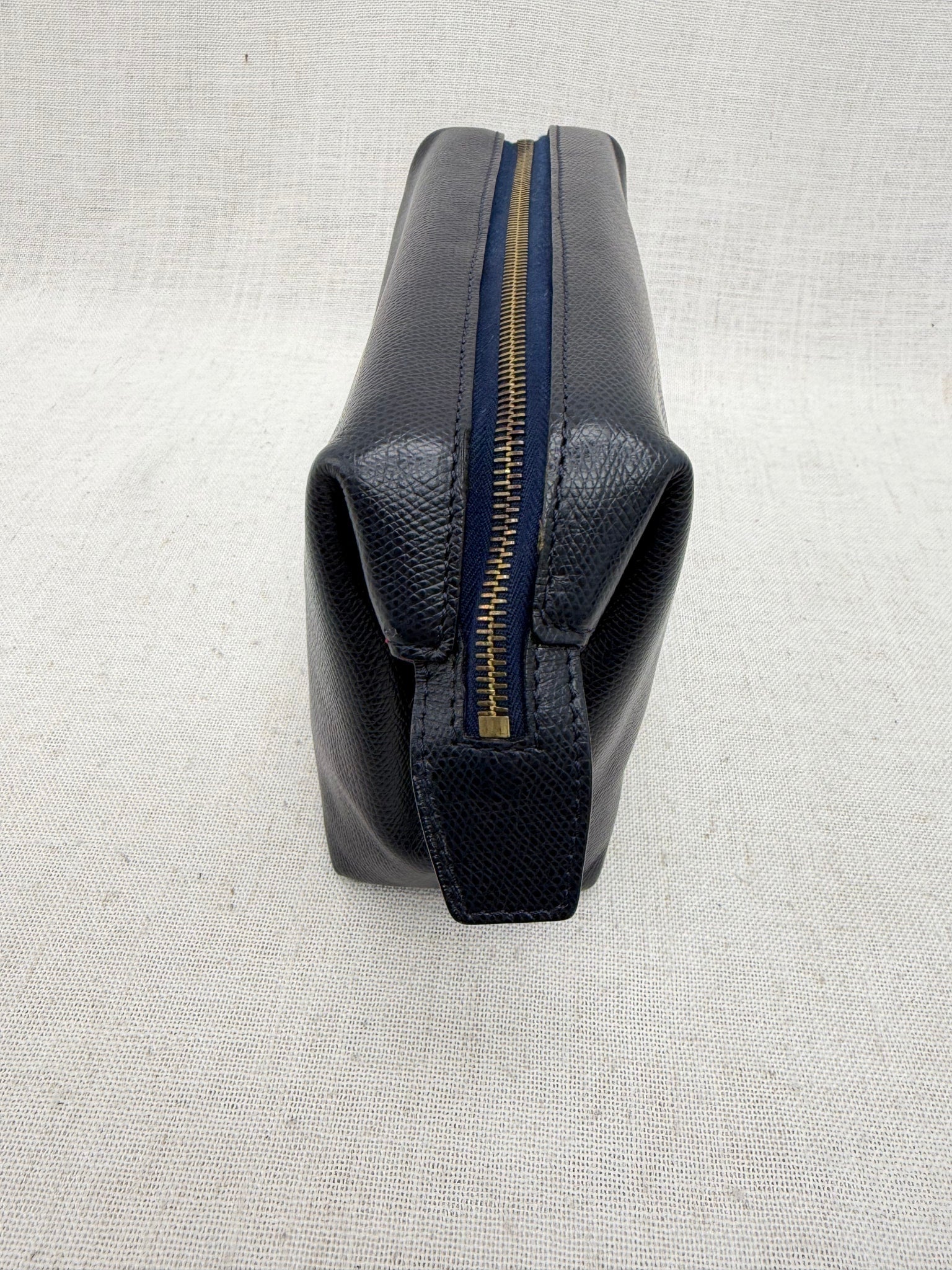 Celine Blue Pebbled Leather Toiletries Pouch