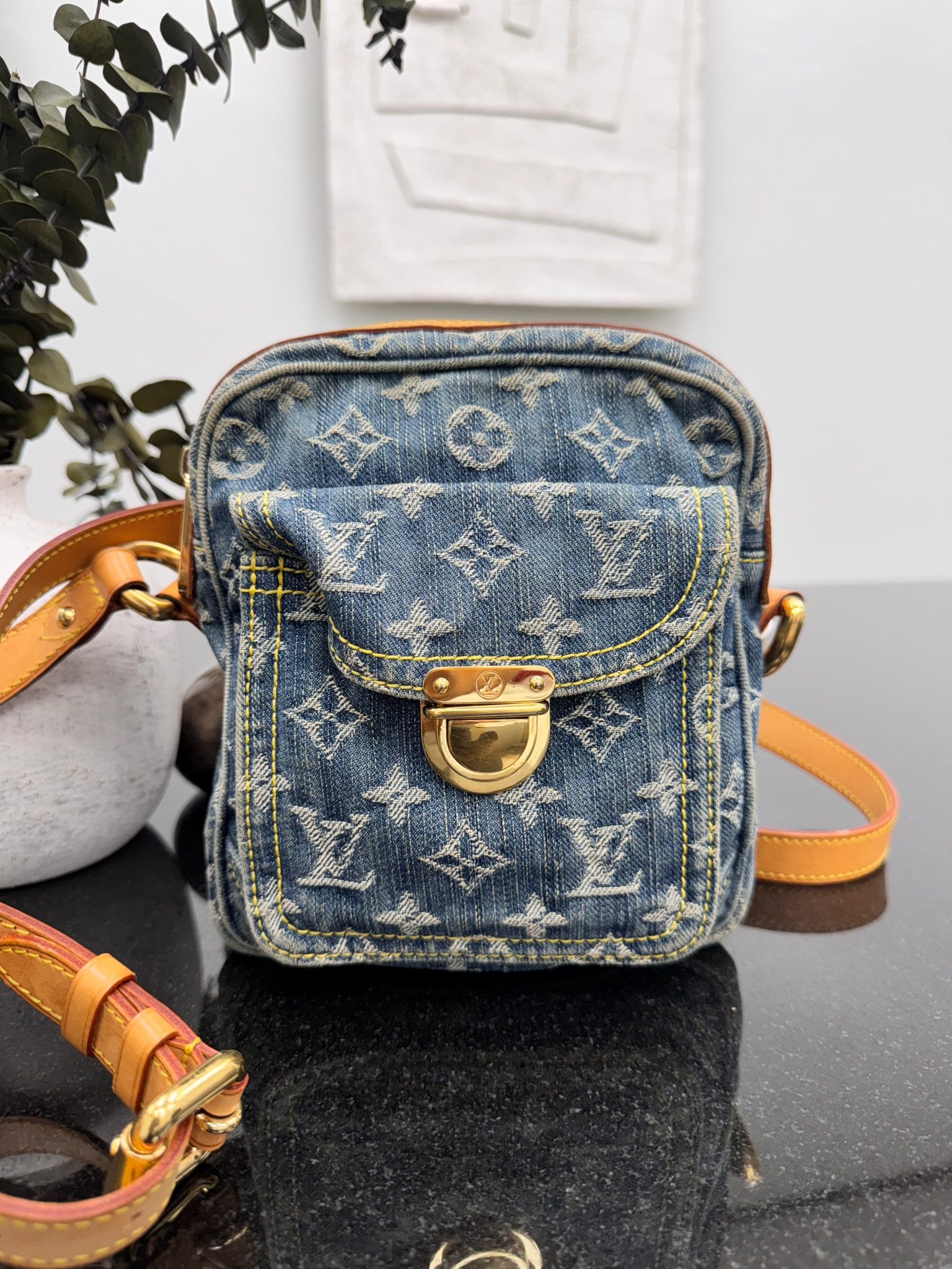 Louis Vuitton Blue Monogram Denim Camera Bag