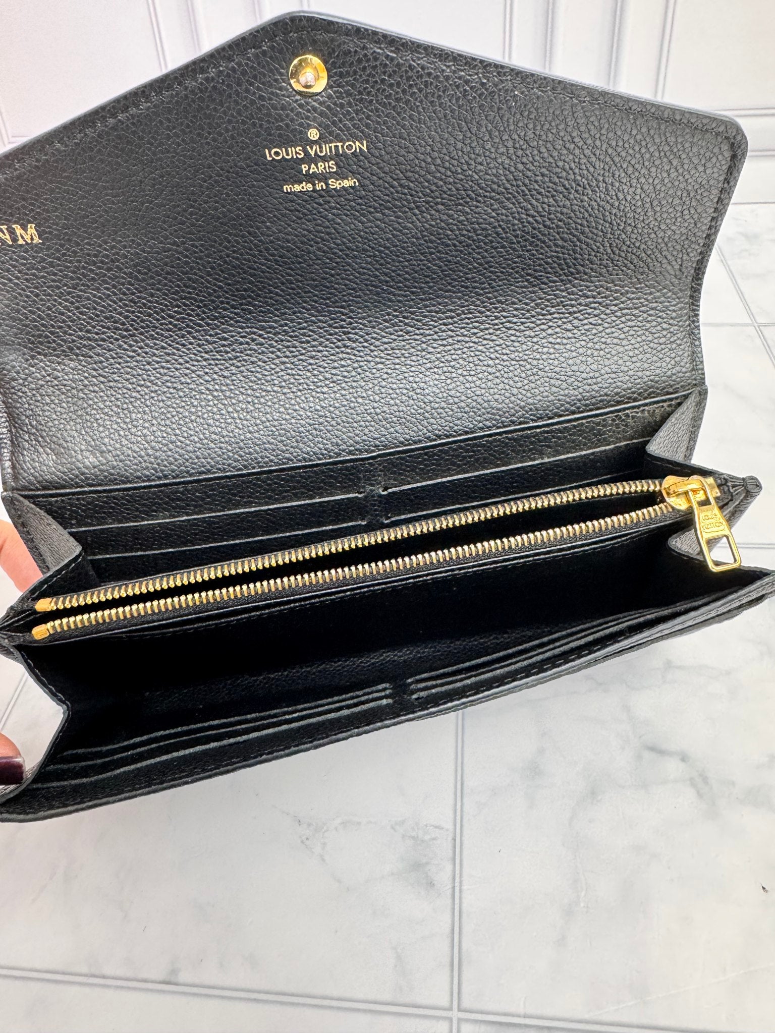Louis Vuitton Black Monogram Empreinte Sarah Long Wallet