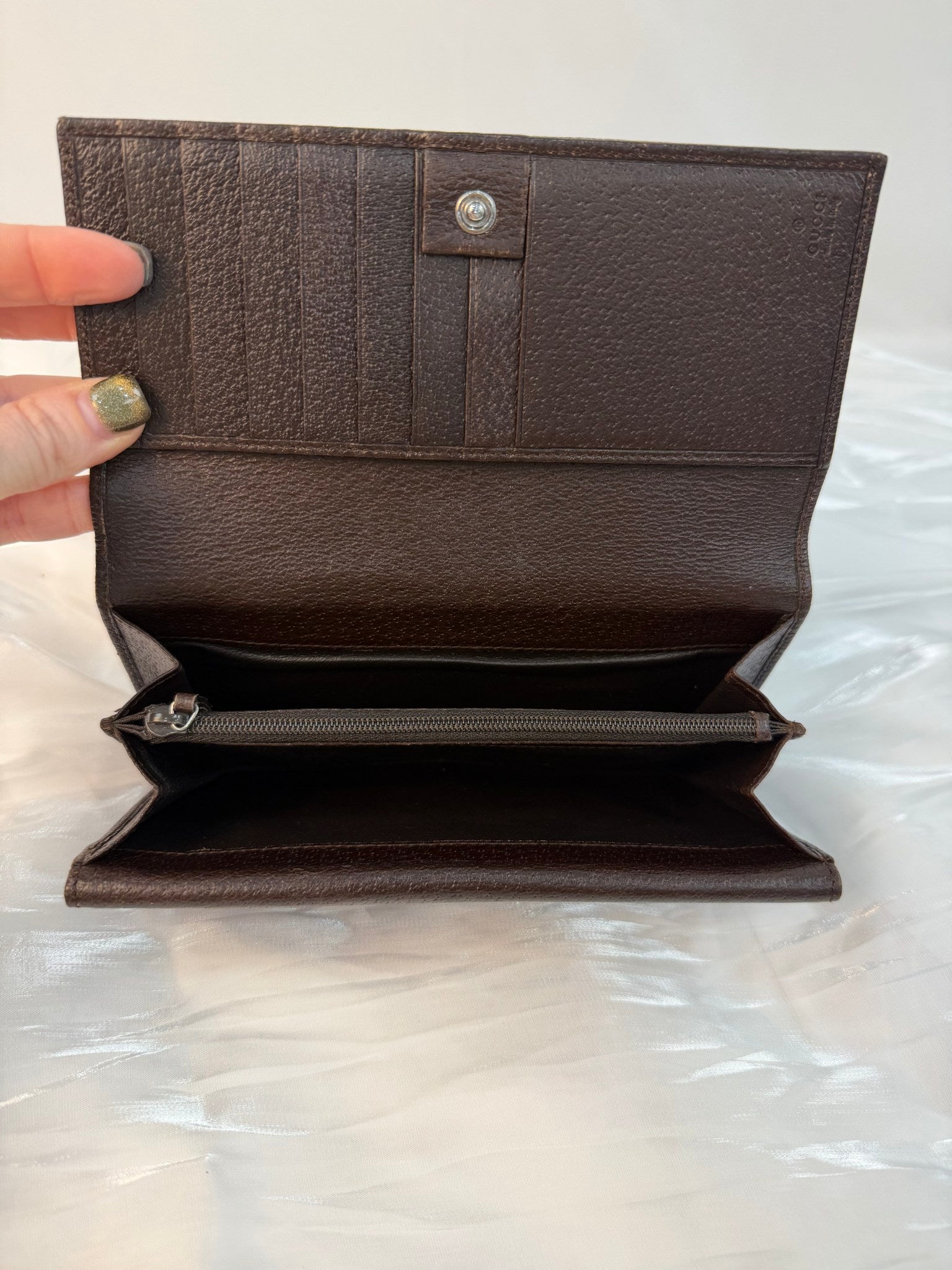 Gucci Brown Canvas GG Supreme Long  Wallet