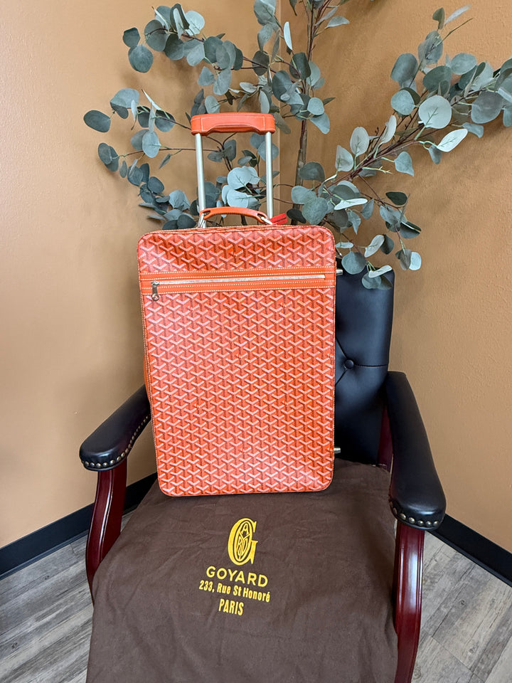Goyard Orange Goyardine Rolling Luggage Trolley PM