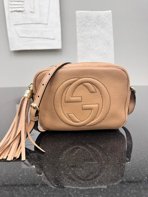 Gucci Tan Grained Leather Soho Disco Small Crossbody Bag