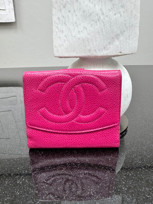 Chanel Pink Caviar Leather Timeless CC Compact Wallet