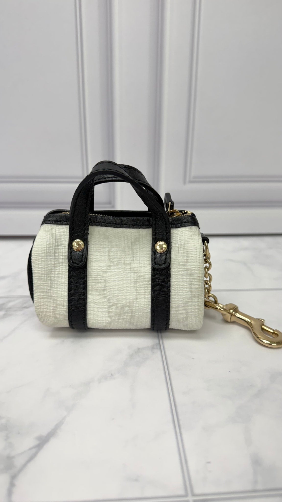 Gucci White GG Supreme Boston Bag Charm