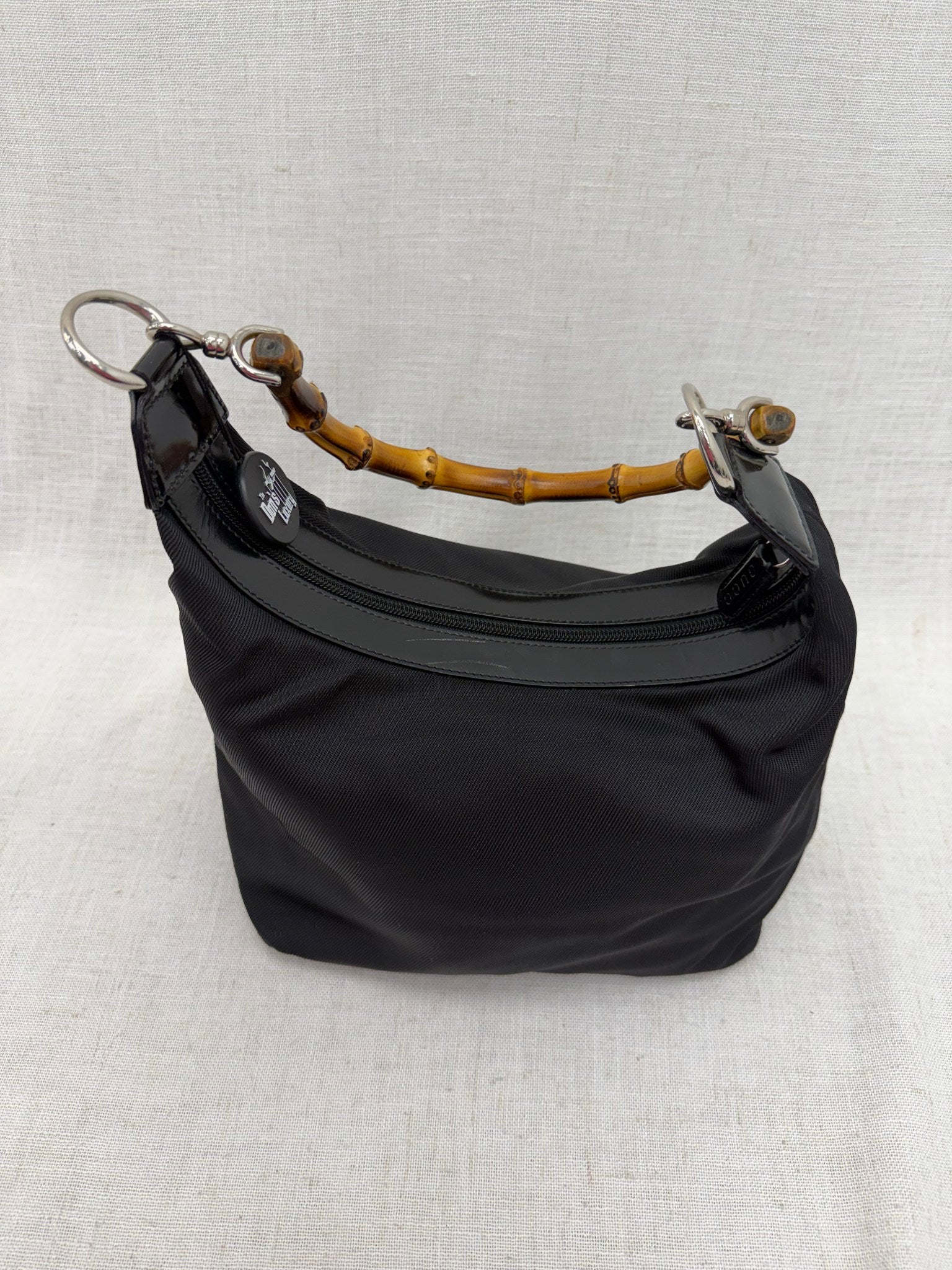 Gucci Black Nylon Bamboo Shoulder Bag