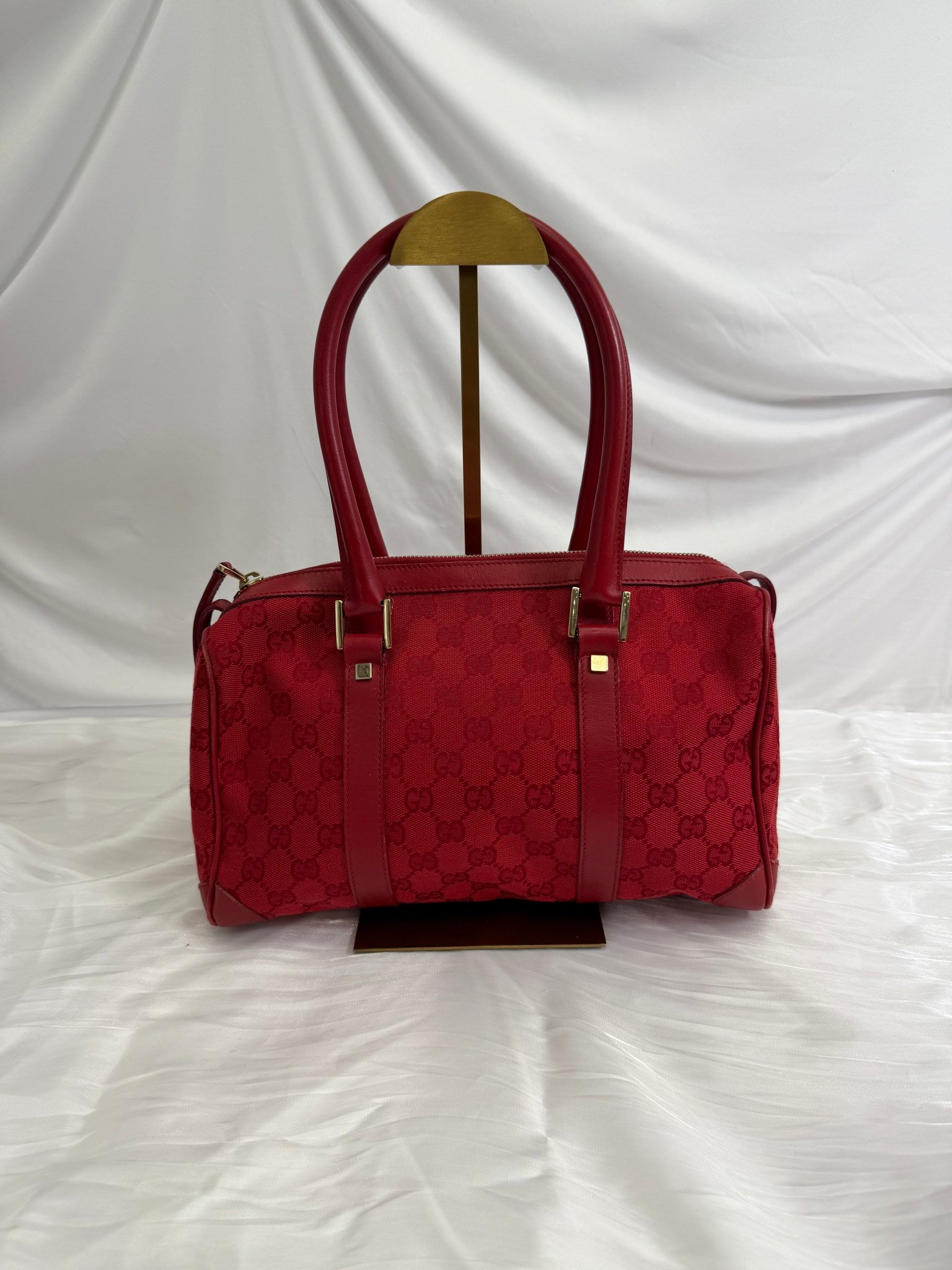 Gucci GG Red Canvas Small Boston Bag