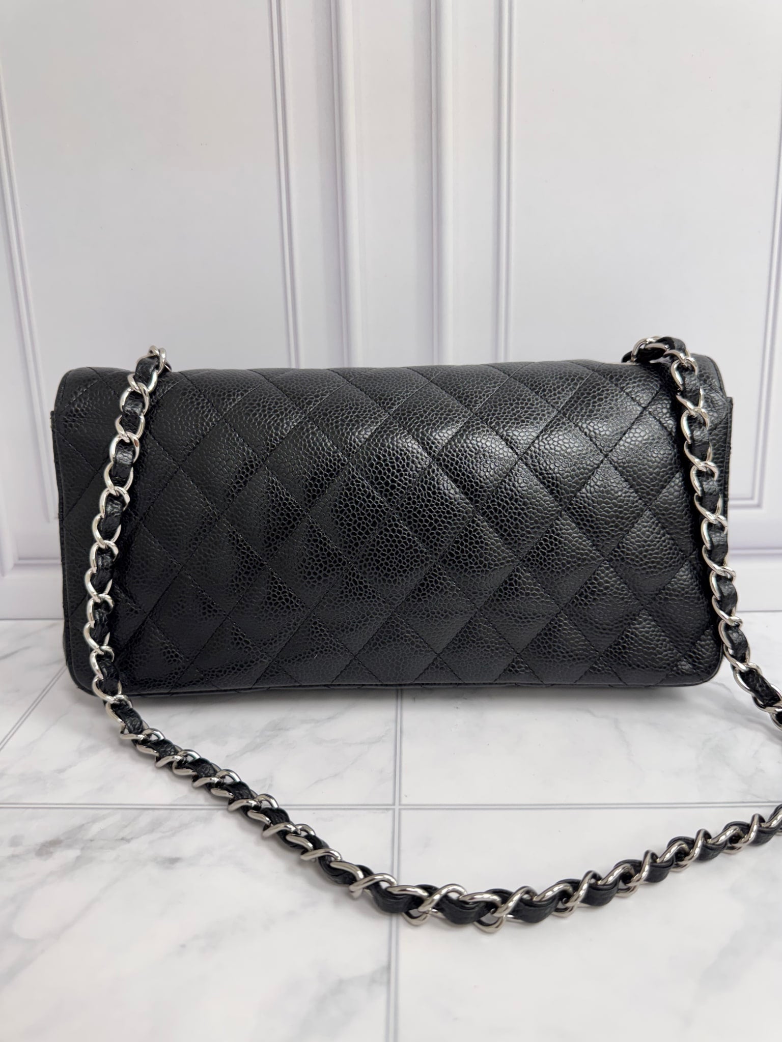 Chanel Black East West Caviar Leather shoulder bag