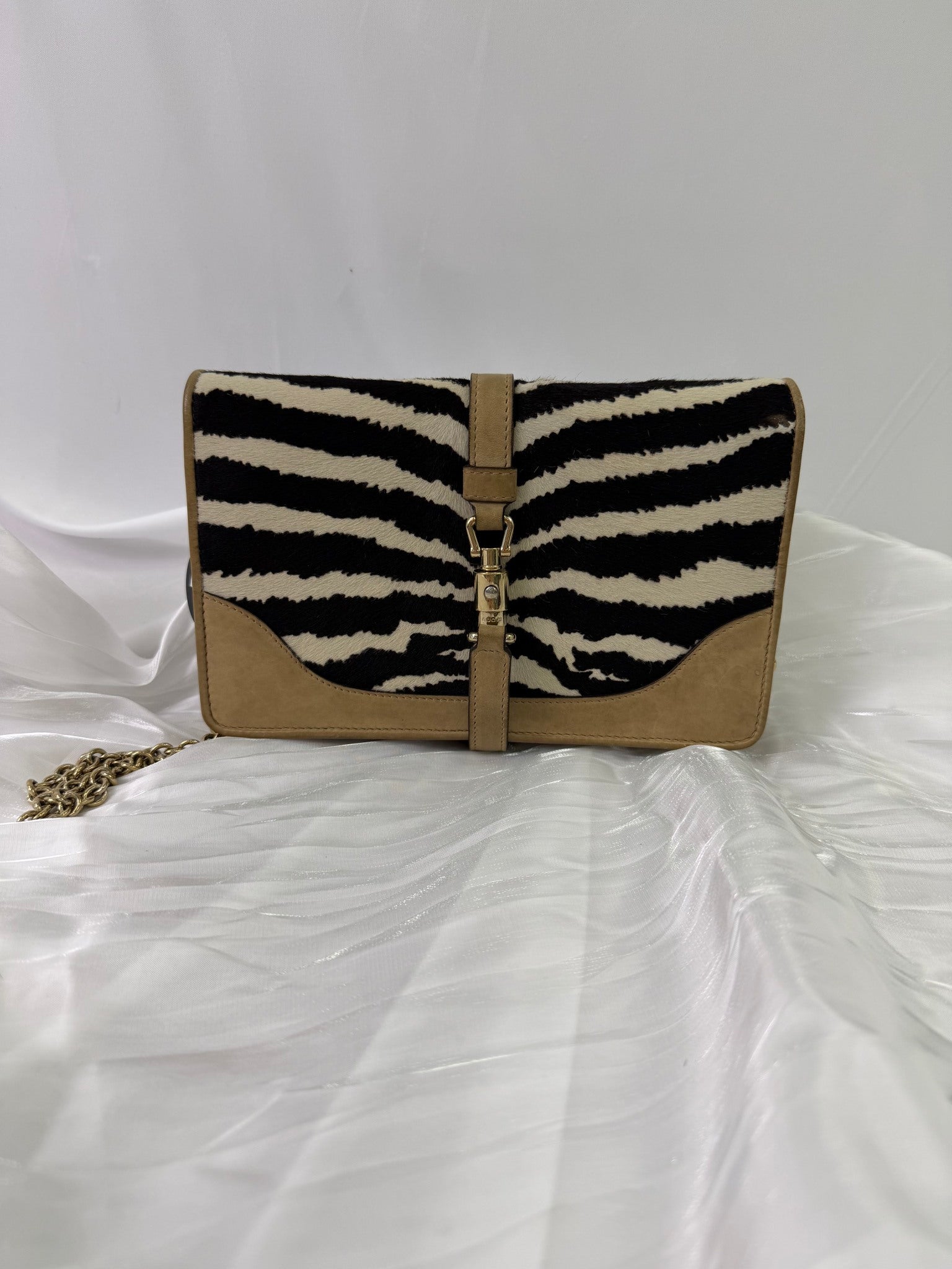 Gucci Jackie Pony Hair Zebra Clutch