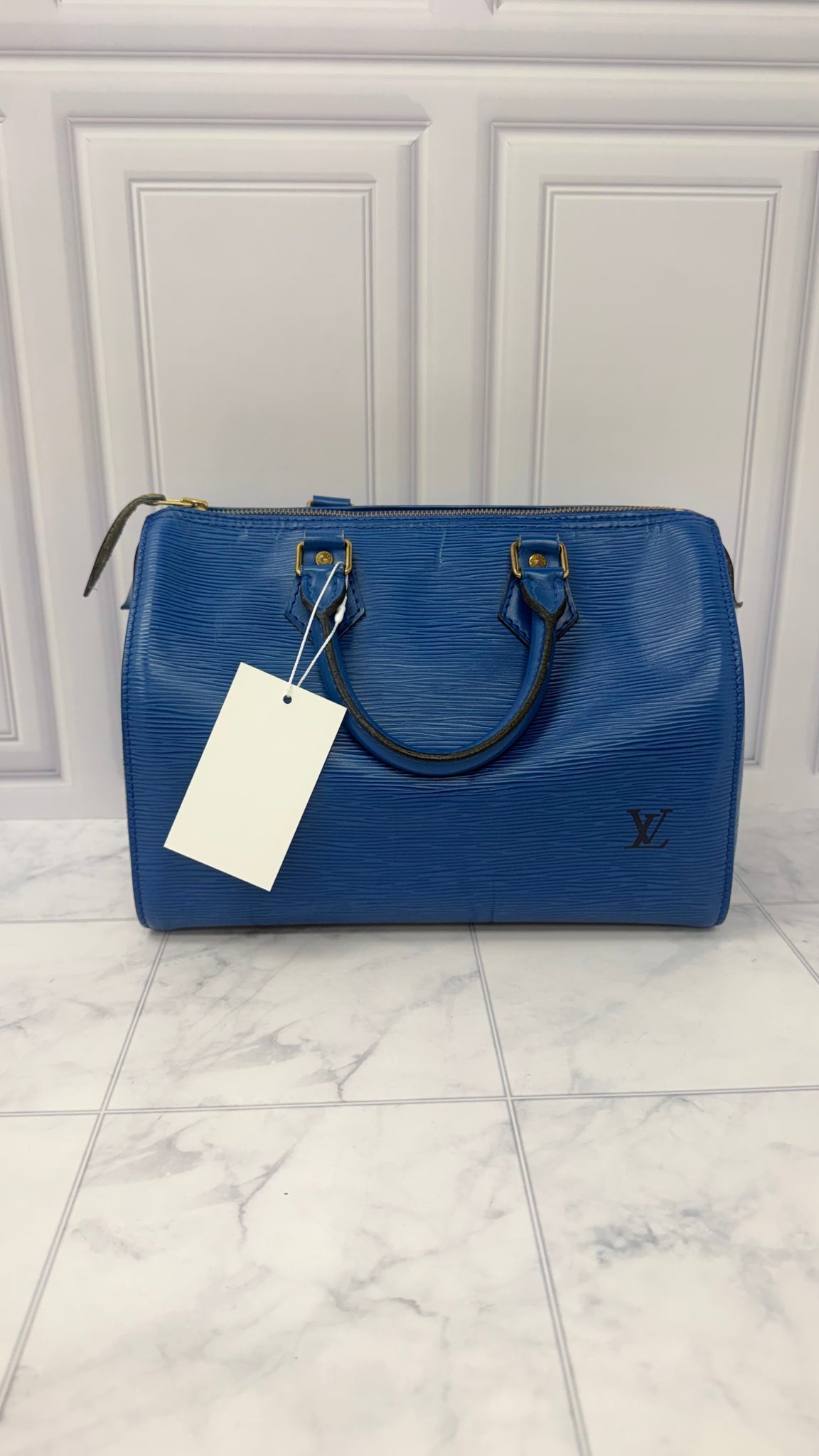 Louis Vuitton Blue Epi Leather Speedy 25 Handbag 