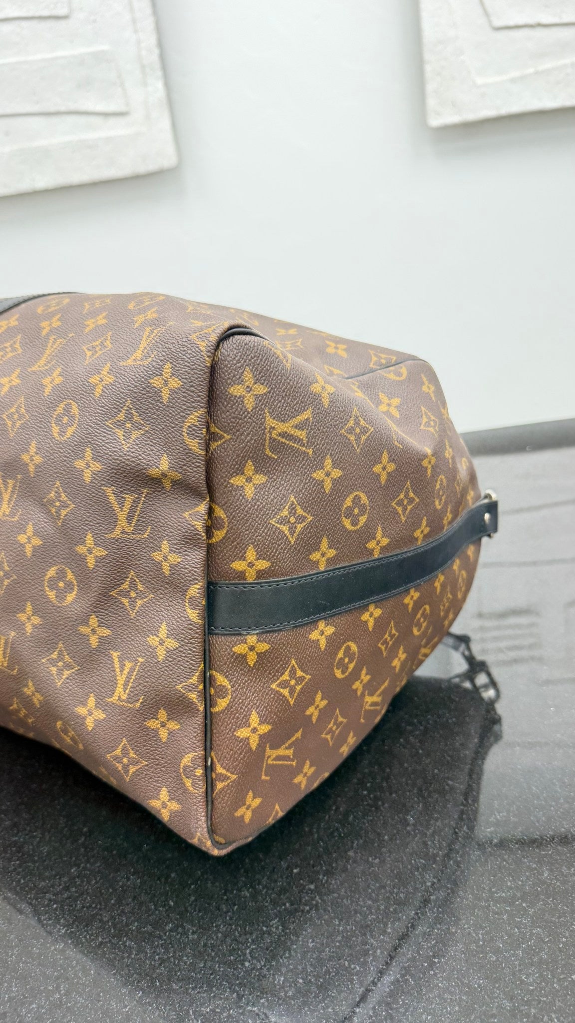 Louis Vuitton Monogram Macassar Keepall Bandouliere 55 Duffle Bag 