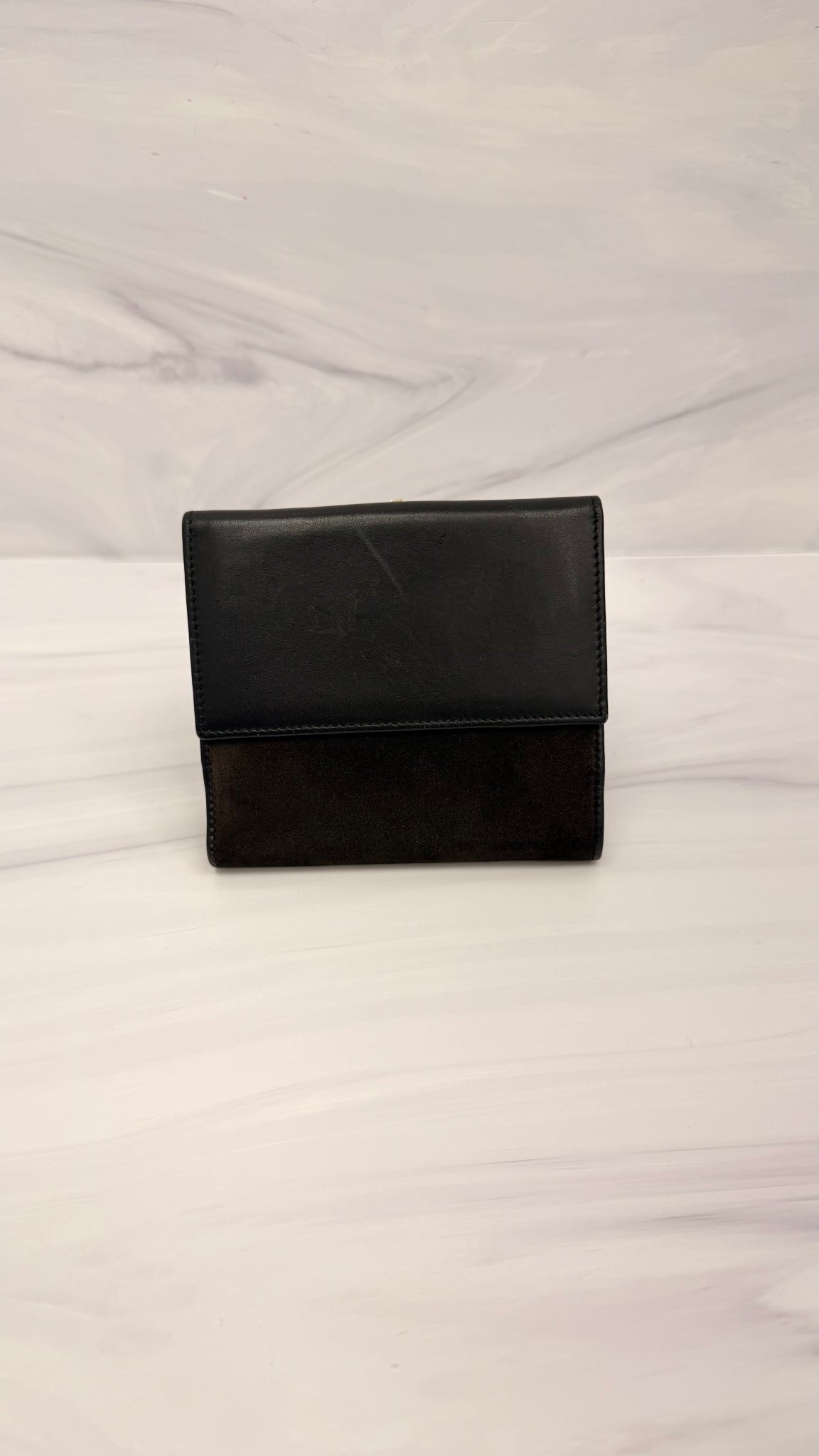 Gucci Brown Suede Leather Tiger Head Compact Wallet 