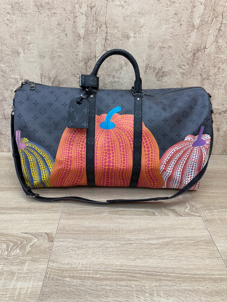 BRAND NEW- Louis Vuitton x Kusama Monogram Eclipse Reverse Pumpkin Keepall Bandouliere 55