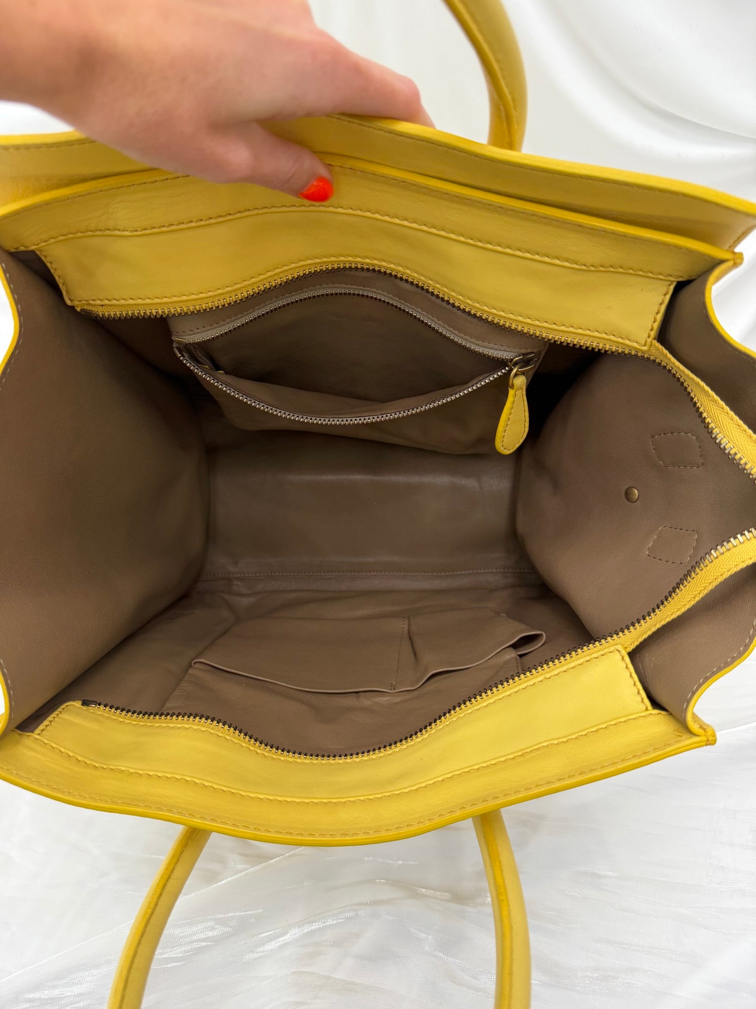 Celine Yellow Leather Mini Luggge Handbag