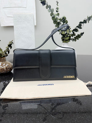 BRAND NEW - Jacquemus Black Leather Le Bambino Long Shoulder Bag