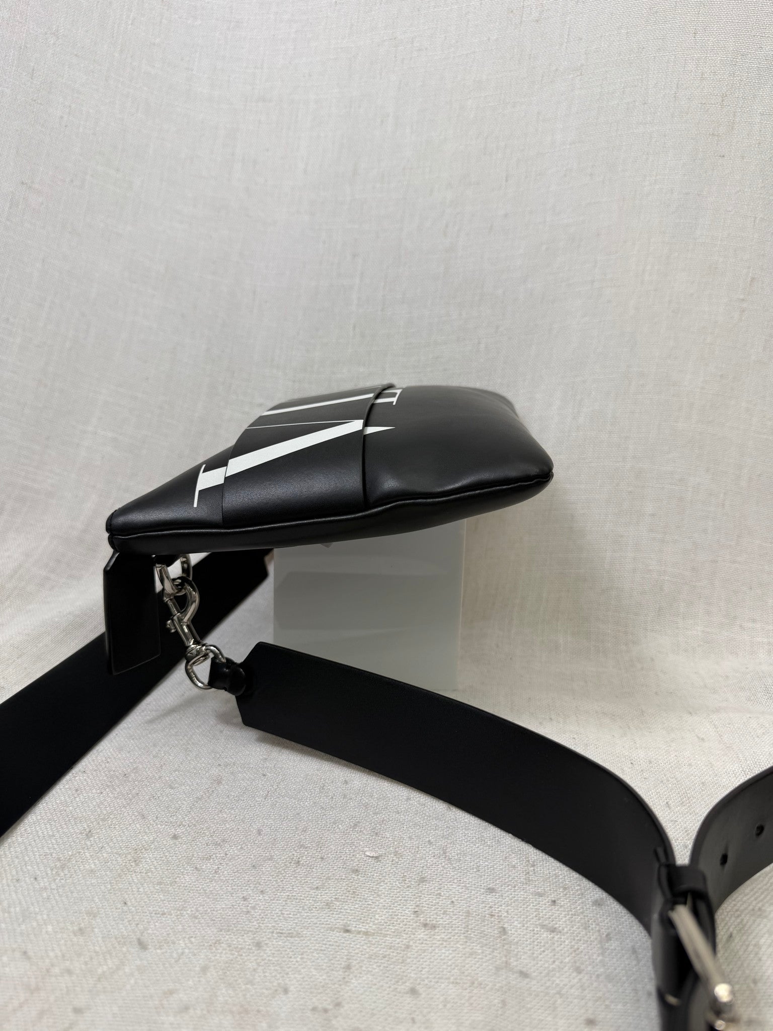 Valentino Black Leather VLTN Crossbody Bag 