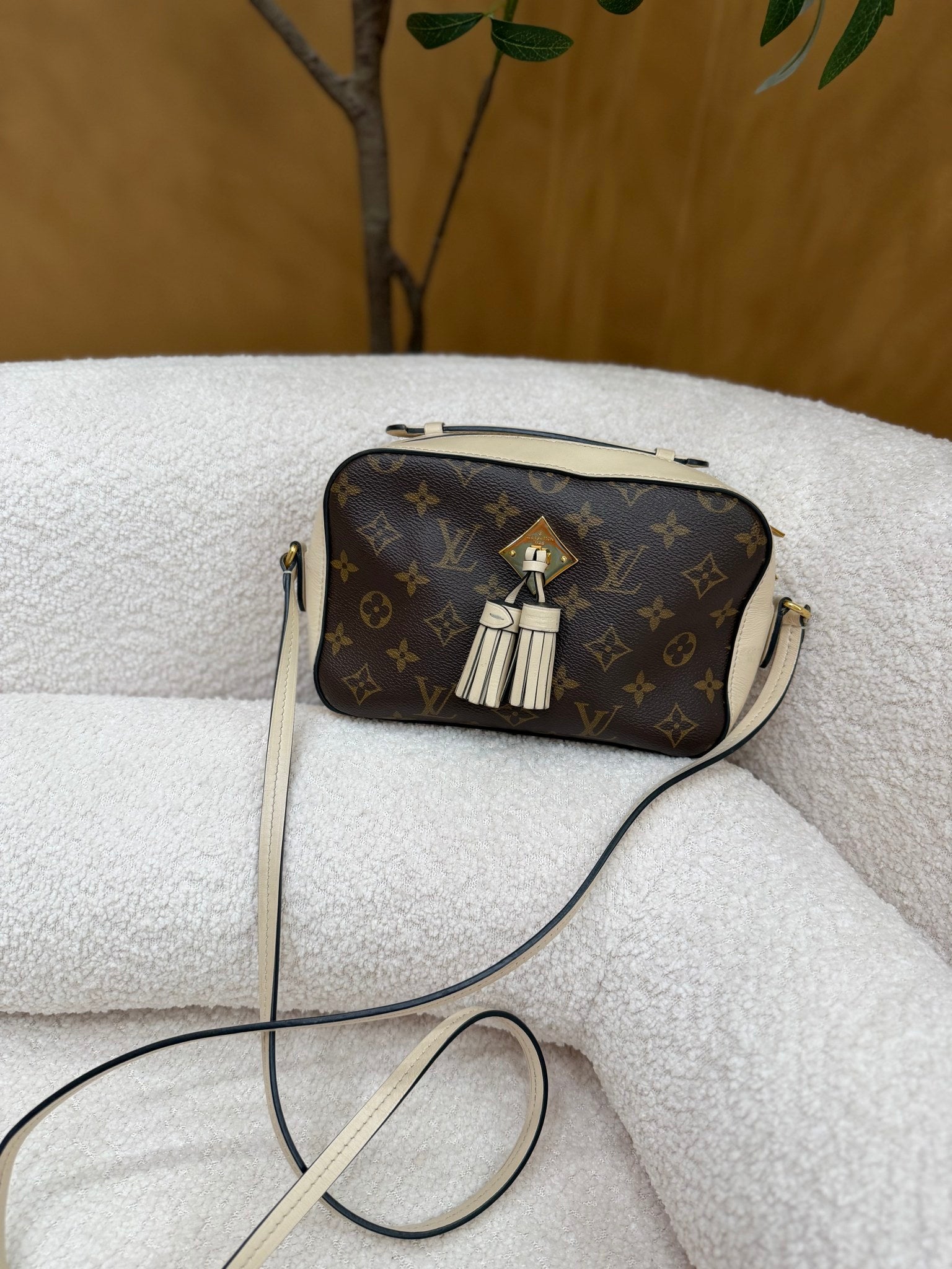 Louis Vuitton Monogram & Cream Leather Saintonge Crossbody