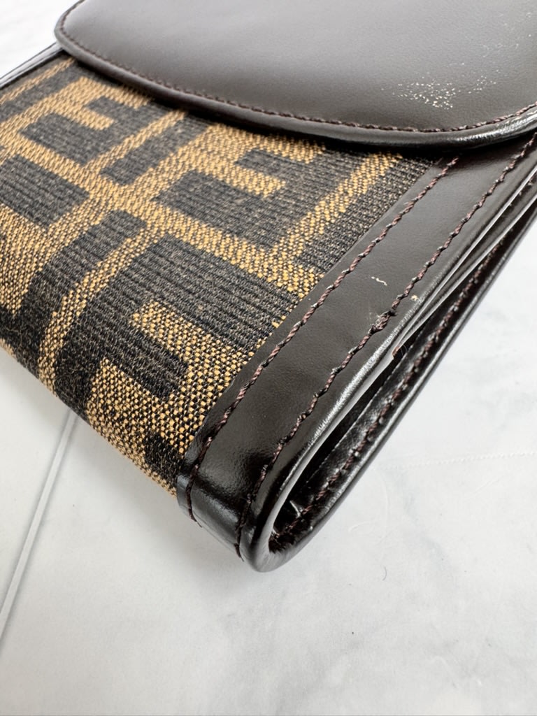 Fendi Brown Zucca Canvas And Leather Compact Wallet