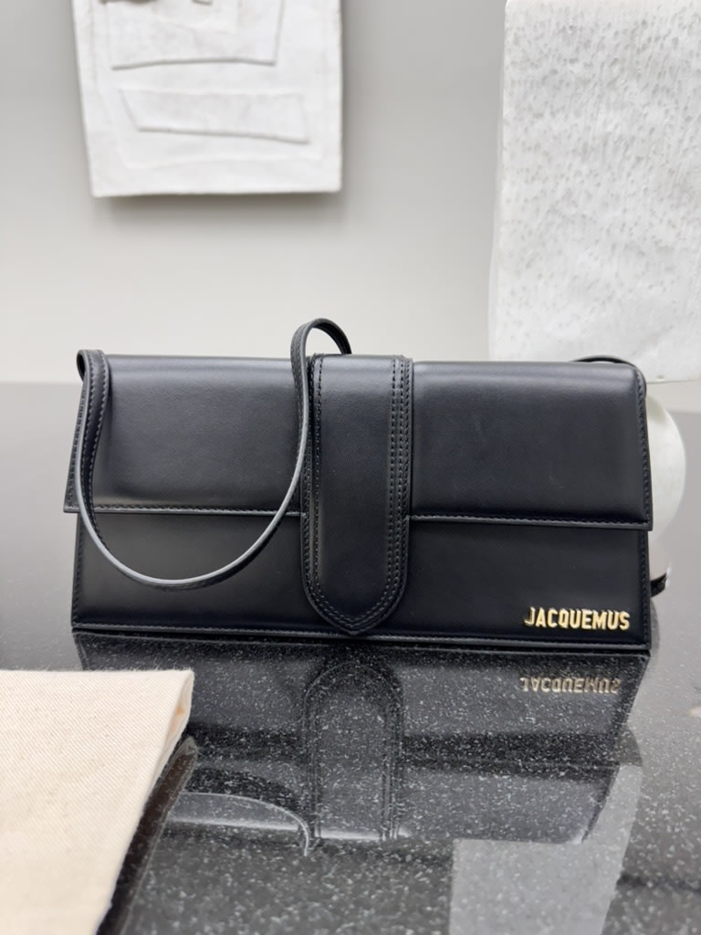 BRAND NEW - Jacquemus Black Leather Le Bambino Long Shoulder Bag