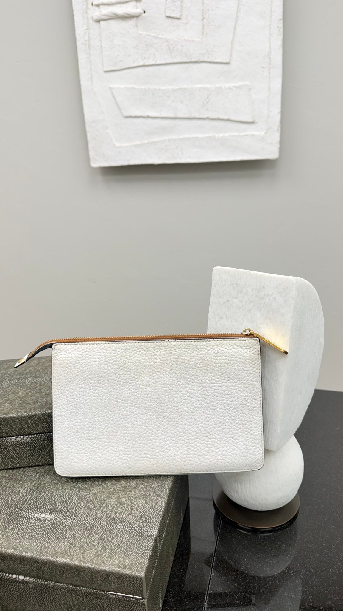Fendi x FILA White Grained Leather Fendimania Clutch