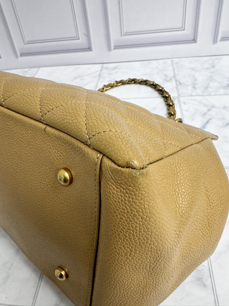 Chanel Tan Caviar Leather Petite Timeless Tote Bag
