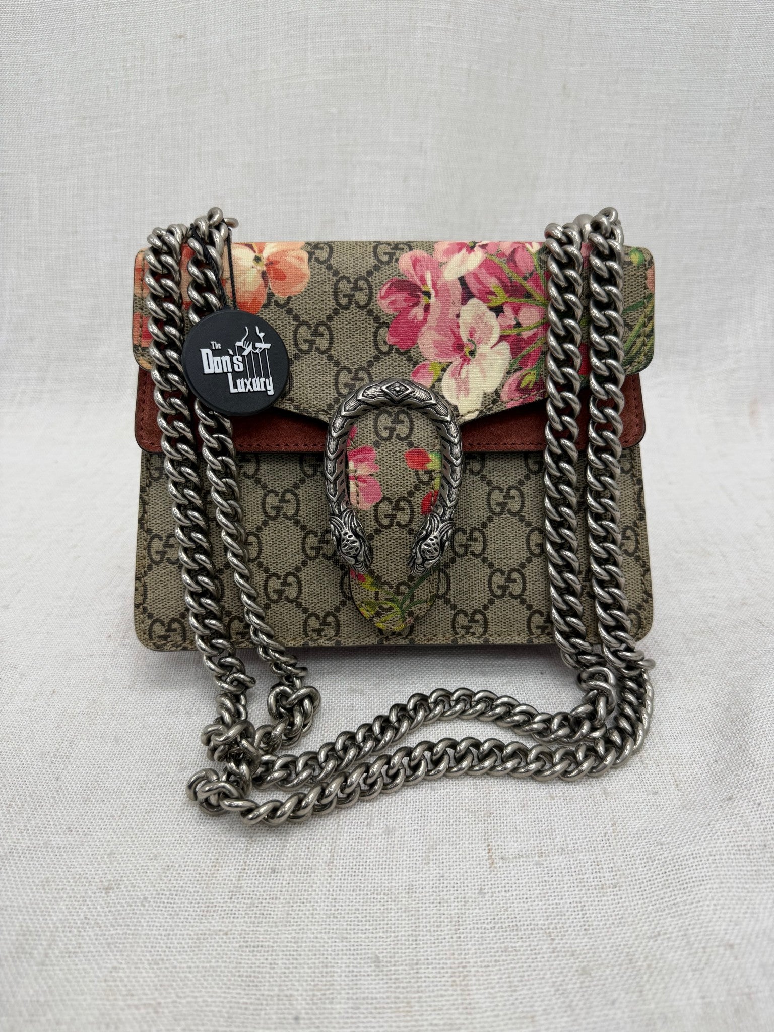 Gucci Pink Blooms Supreme Canvas Mini Dionysus Chain Bag