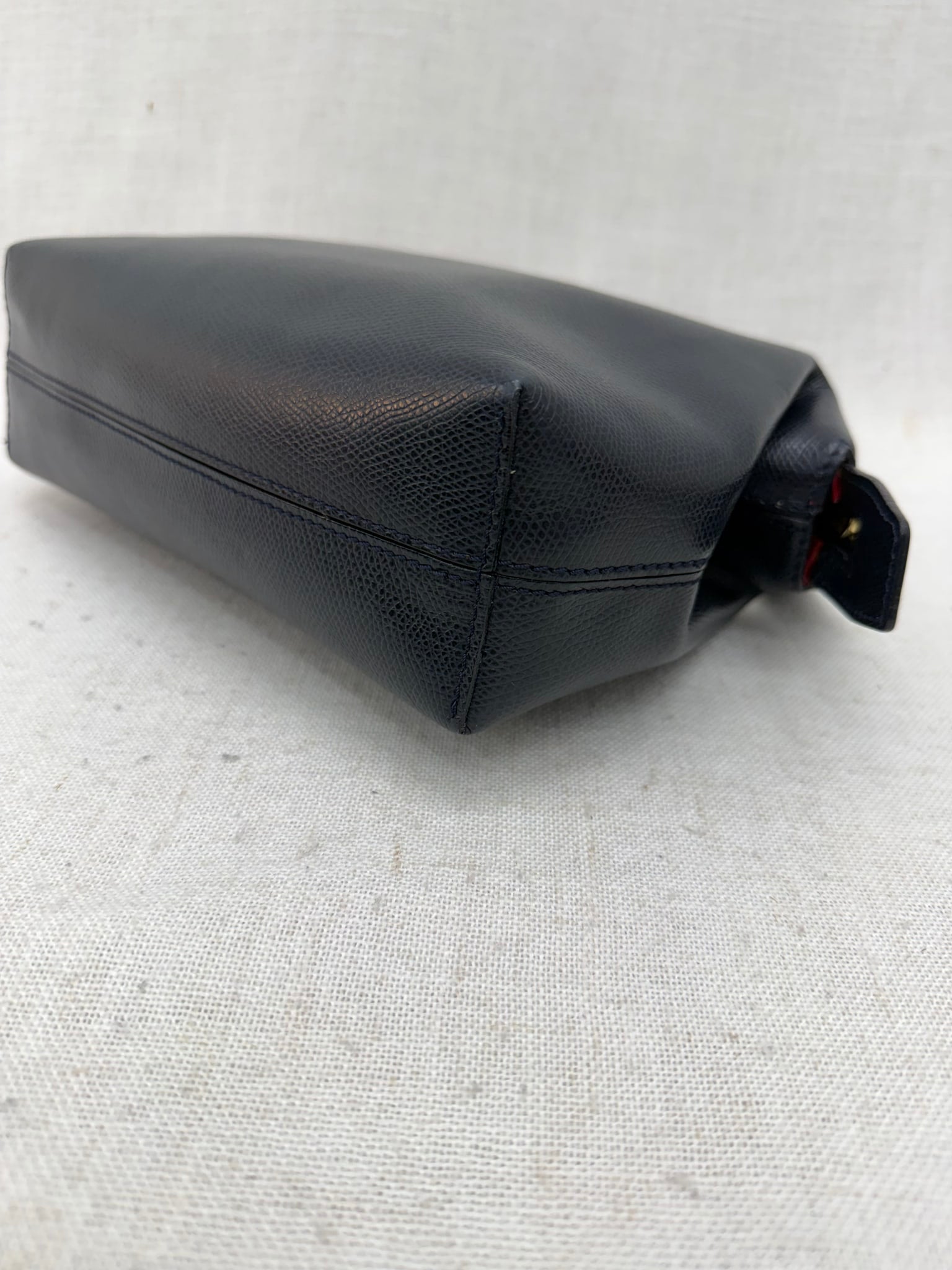 Celine Blue Pebbled Leather Toiletries Pouch