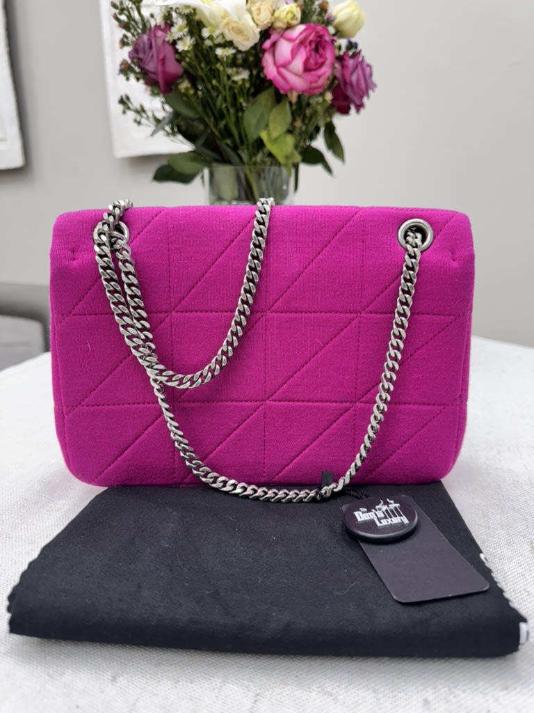 Saint Laurent YSL Hot Pink Quilted Fabric Medium Chain Flap Bag