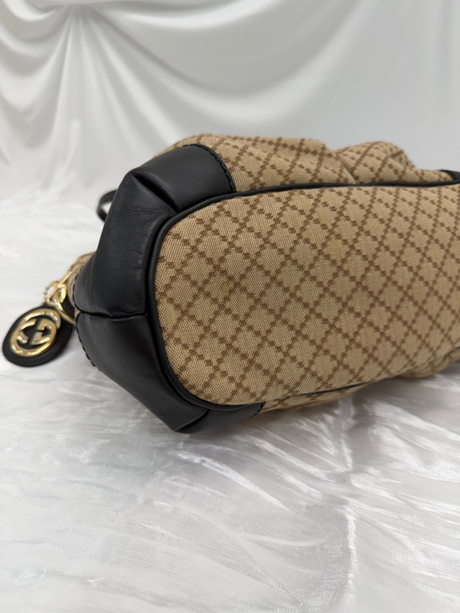 Gucci Beige Diamante Canvas Sukey Handbag