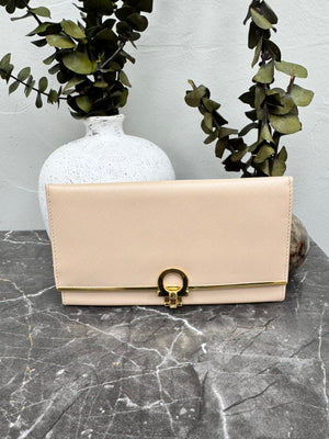 Salvatore Ferragamo Beige Saffiano Leather Long Wallet