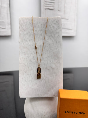 Louis Vuitton Two Tone Nanogram Name Tag Pendant Necklace