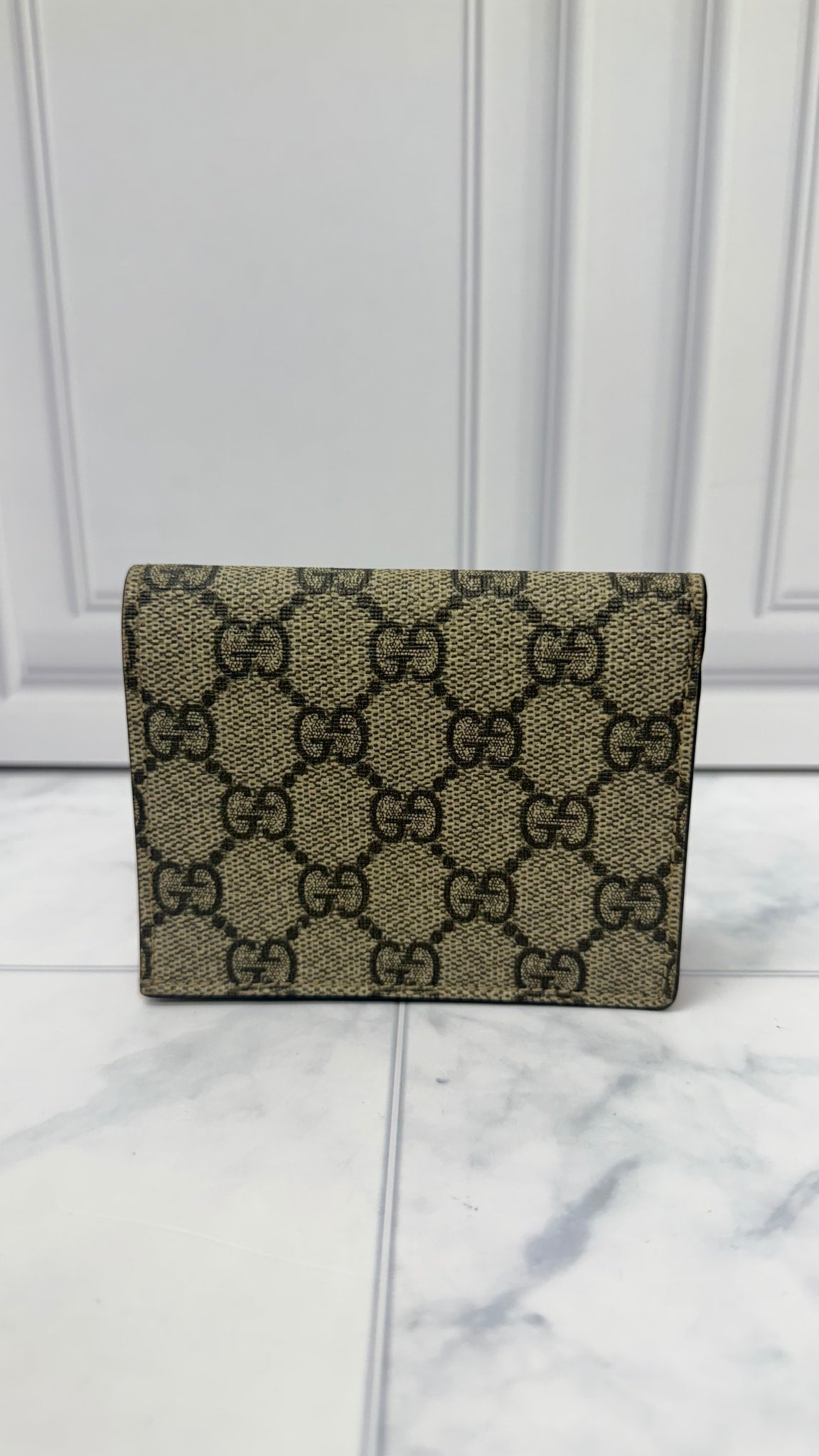 Gucci GG Supreme Face Embroidered Compact Wallet
