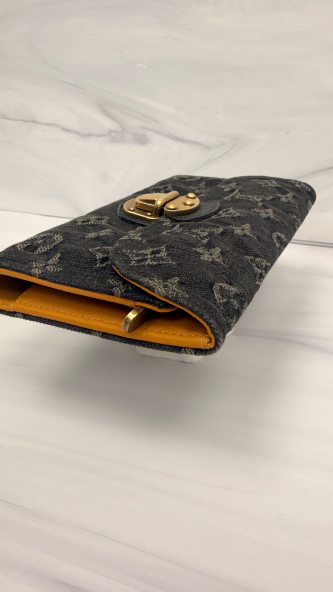 Louis Vuitton Monogram Black Denim Amelia Wallet