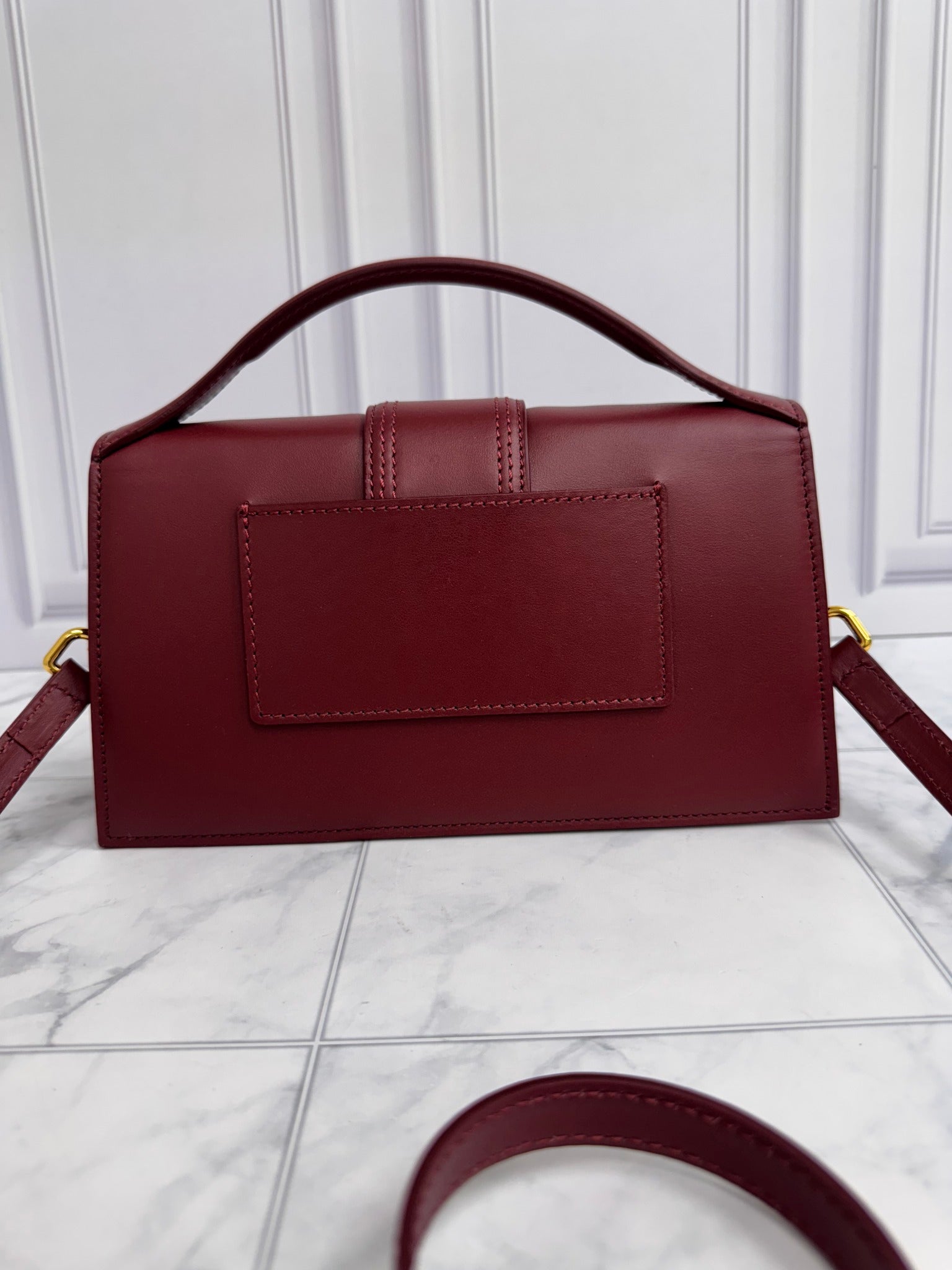 BRAND NEW - Jacquemus Burgundy Leather Le Grand Bambino Handbag 2Way Handbag
