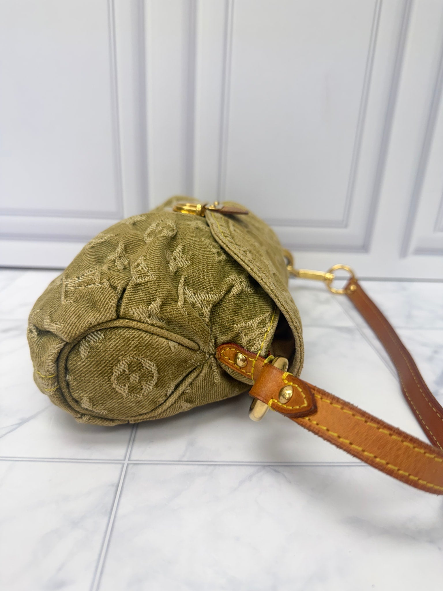Louis Vuitton Green Denim Monogram Mini Pleaty Shoulder Bag