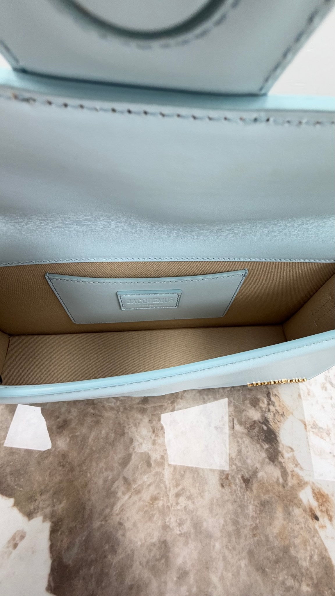 BRAND NEW - Jacquemus Baby Blue Leather Le Bambino Long Shoulder Bag