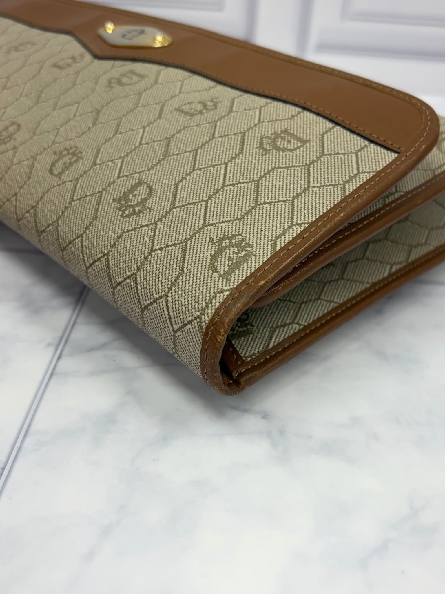Christian Dior Honey Comb Chain Shoulder Bag with Kiss Lock Wallet