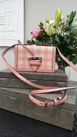 Loewe Pink Gingham Calfskim Small Barcelona Shoulder Bag