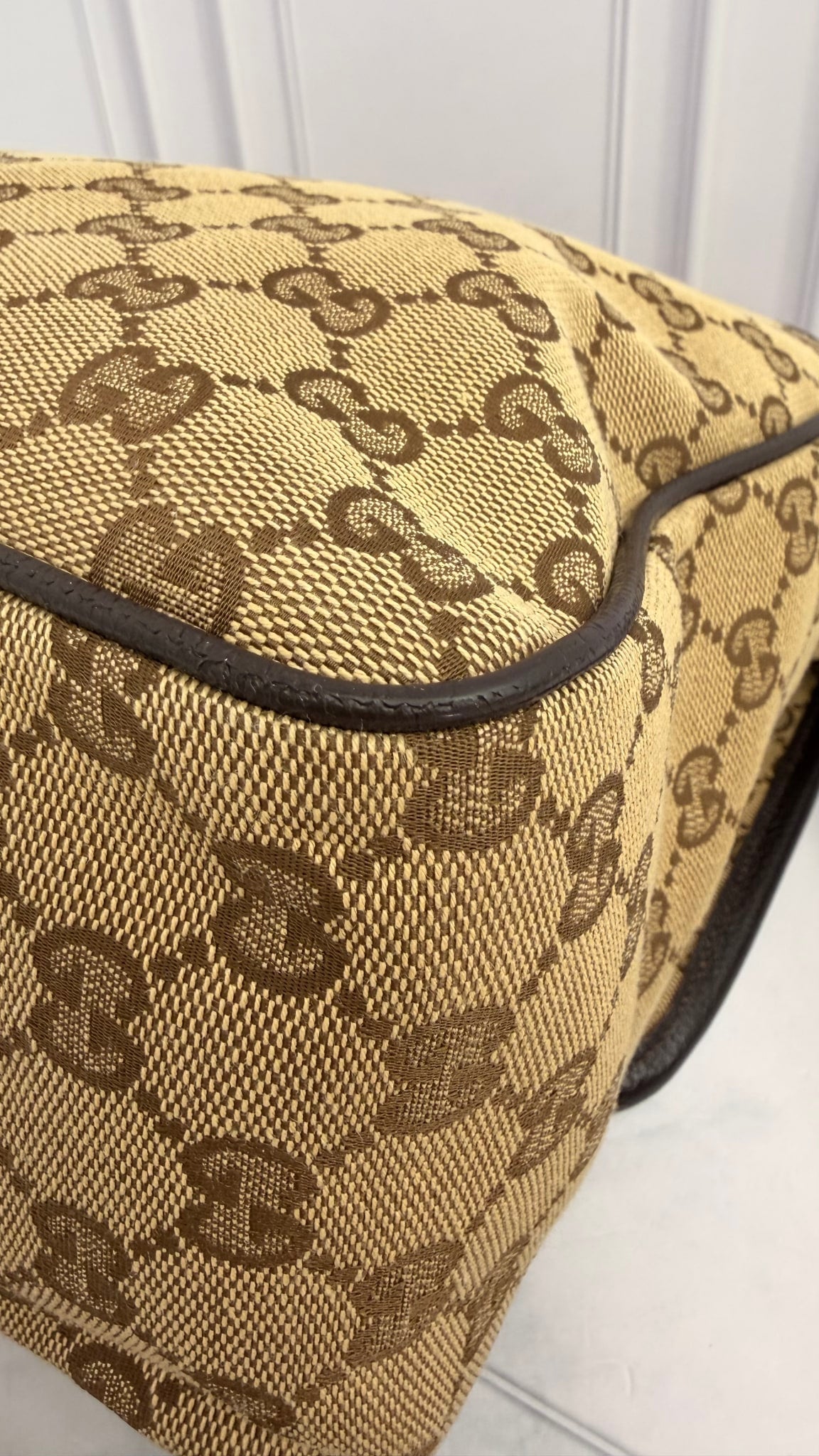 Gucci Monogram Canvas GG Web Flap Messenger Bag