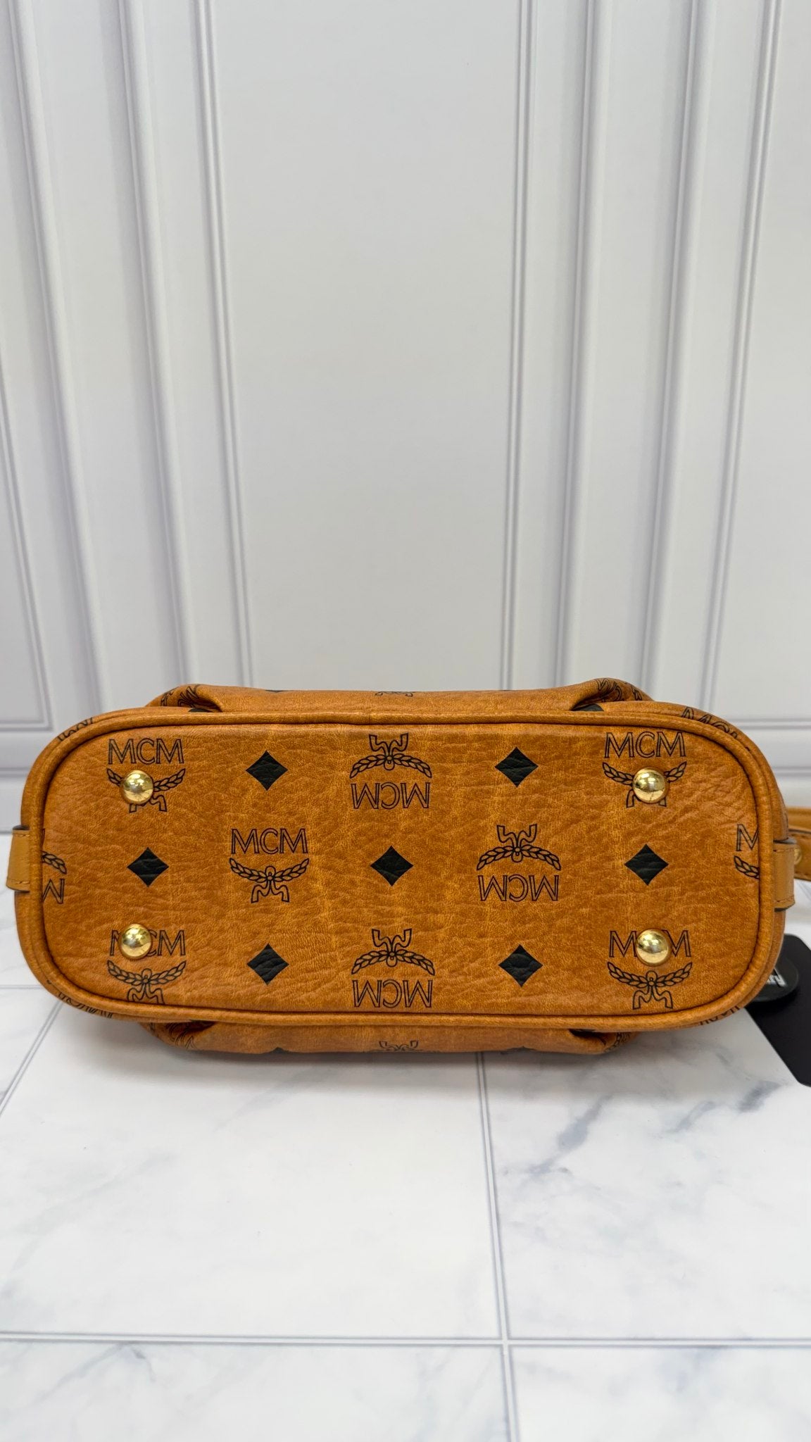 MCM Brown Visetos Leather Shoulder Bag 