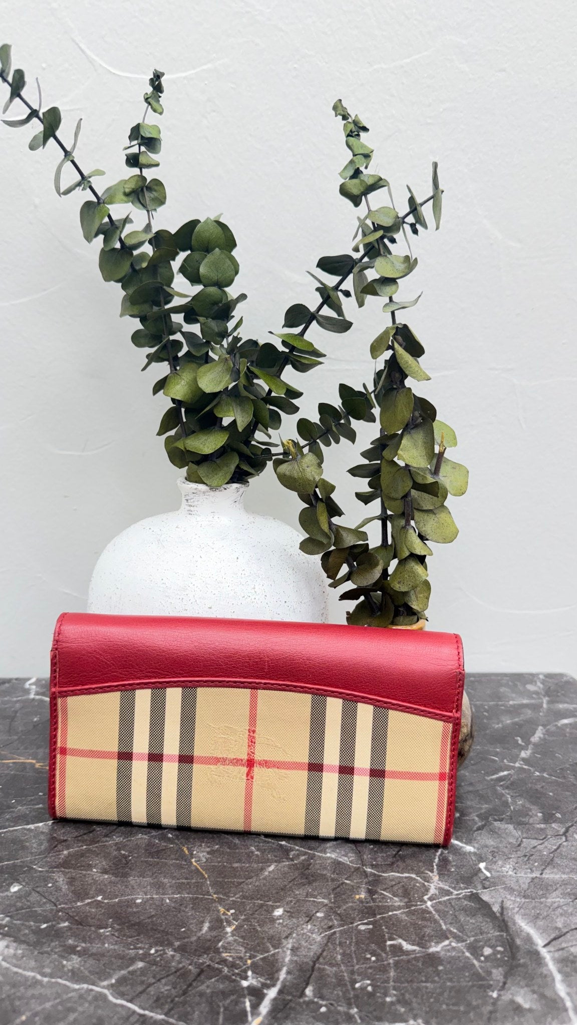 Burberry Nova Check Red Leather Wallet