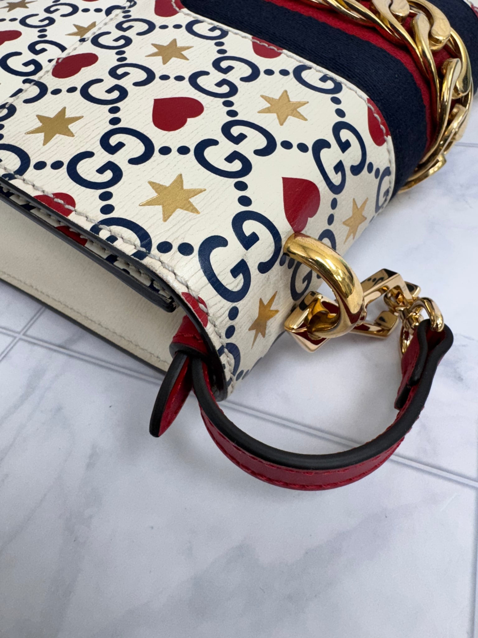 Gucci Beige Leather And Web Limited Edition Valentines Sylvie Crossbody And Compact Wallet Set