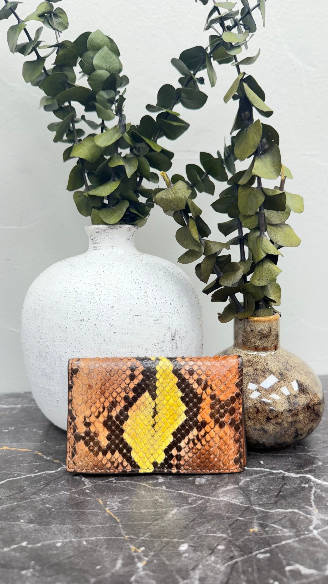 Fendi Brown Python Leather Card Holder