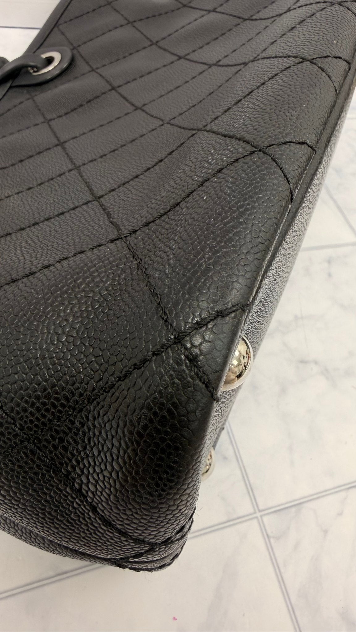 Chanel Black Caviar Leather Shopping Fever Tote 