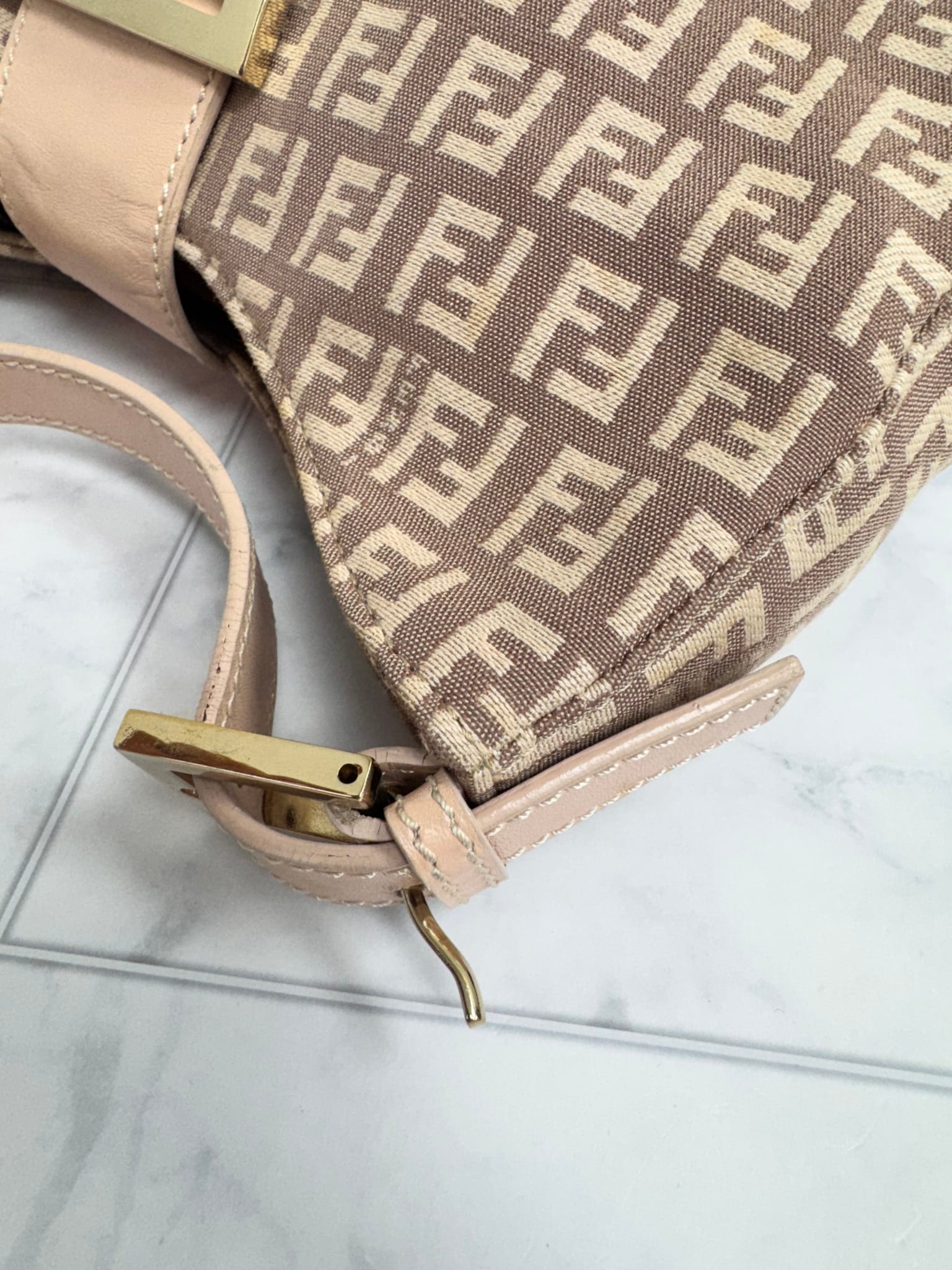 Fendi Pink Zucca Mamma Baguette Handbag