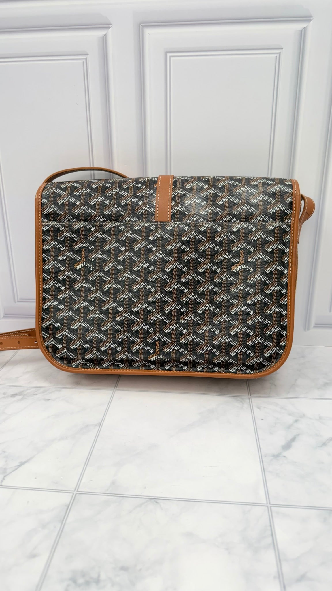Goyard Brown & Black Goyardine Coated Canvas & Leather Belvedere II MM