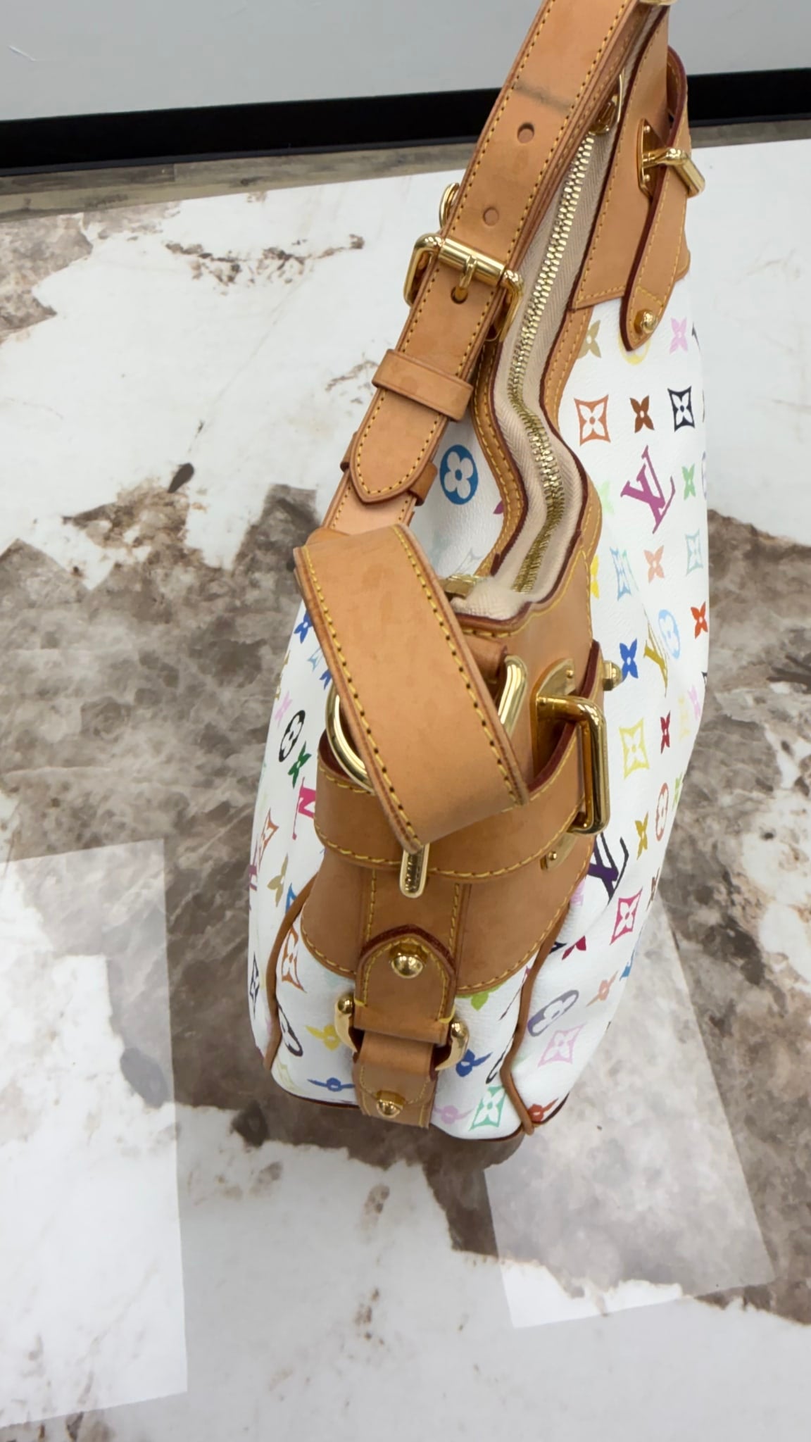 Louis Vuitton White Multicolor Monogram Greta Shoulder Bag