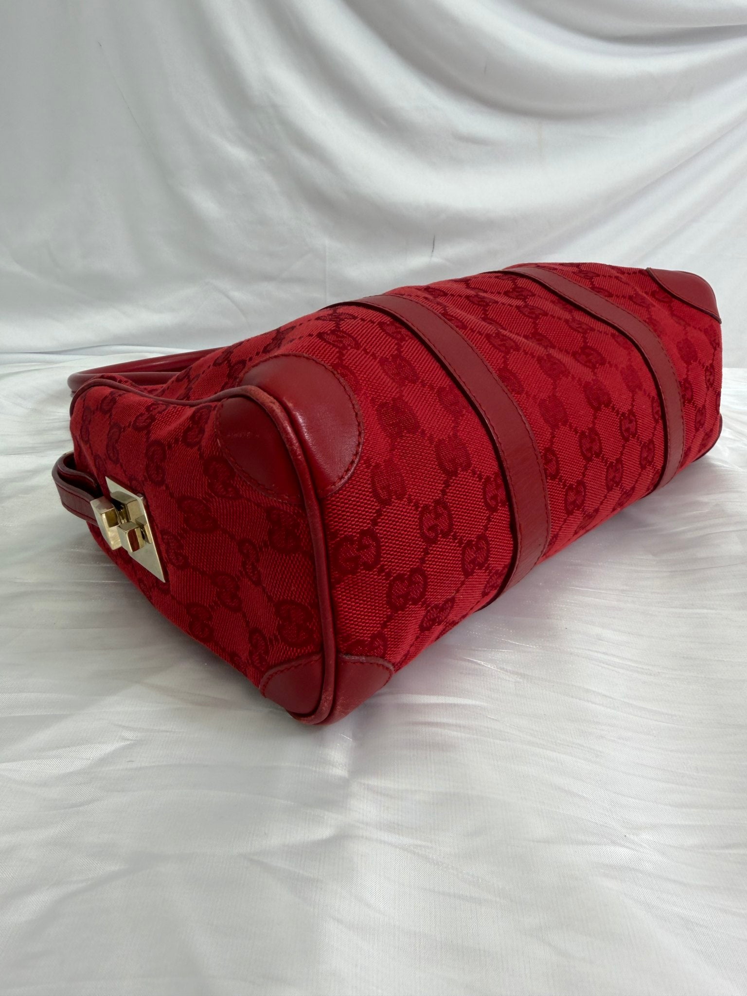 Gucci GG Red Canvas Small Boston Bag