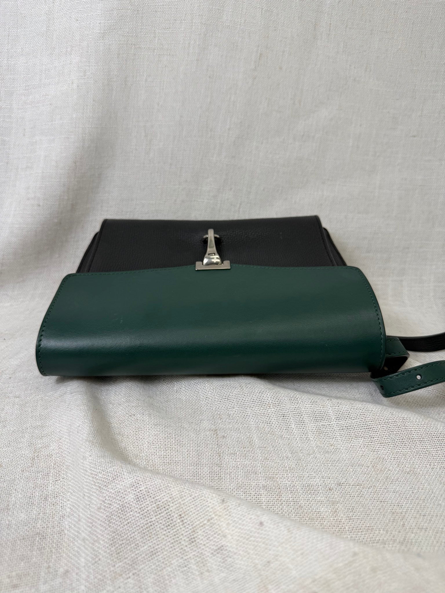 Burberry Green And Black Leather Small Macken Crossbody Bag