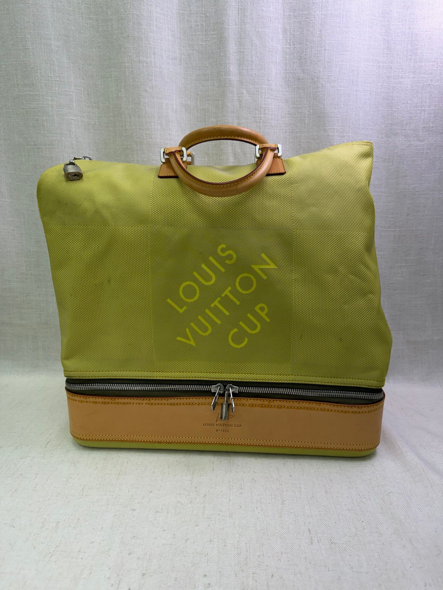 Louis Vuitton Lime Green Damier Geant Southern Cross Sac Sport Tote Bag